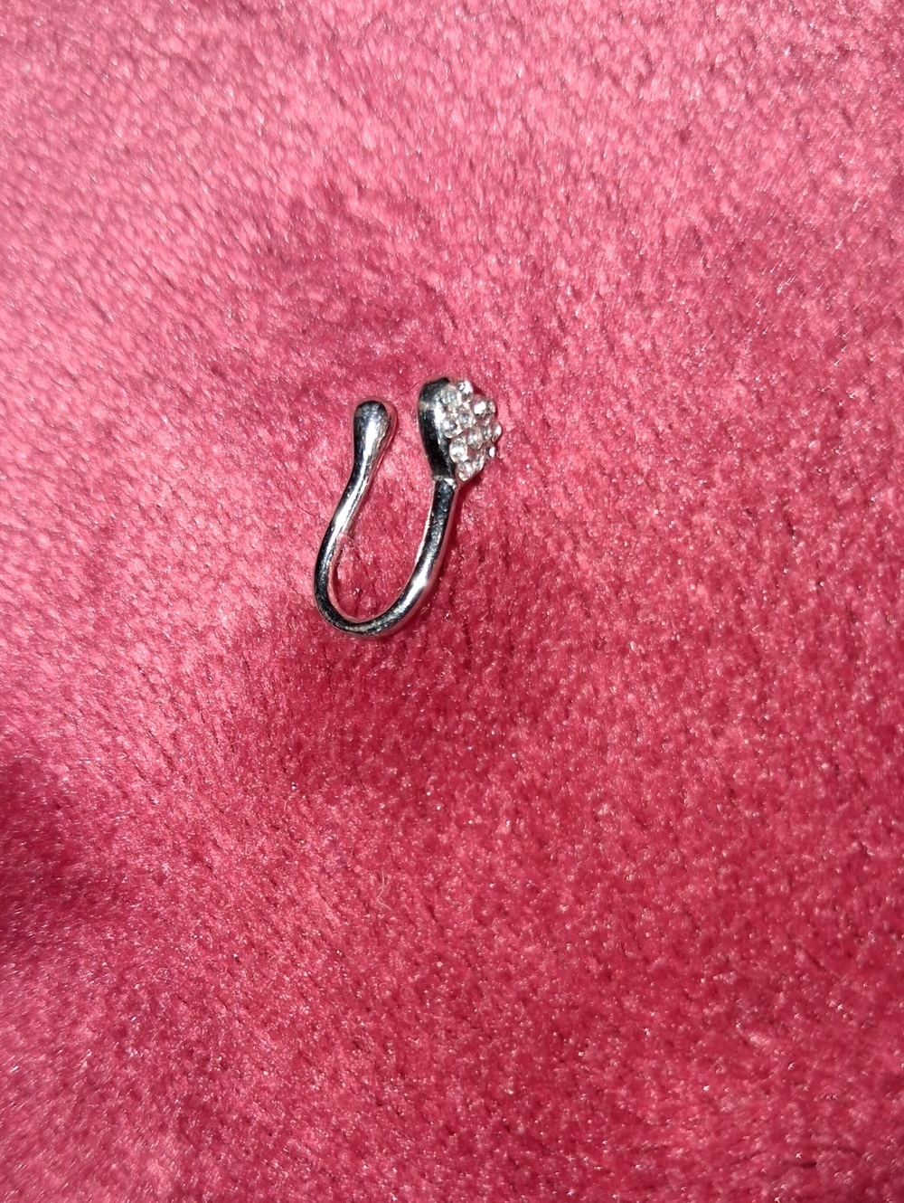 Silver Crystal Cluster Nose Ring - Pink